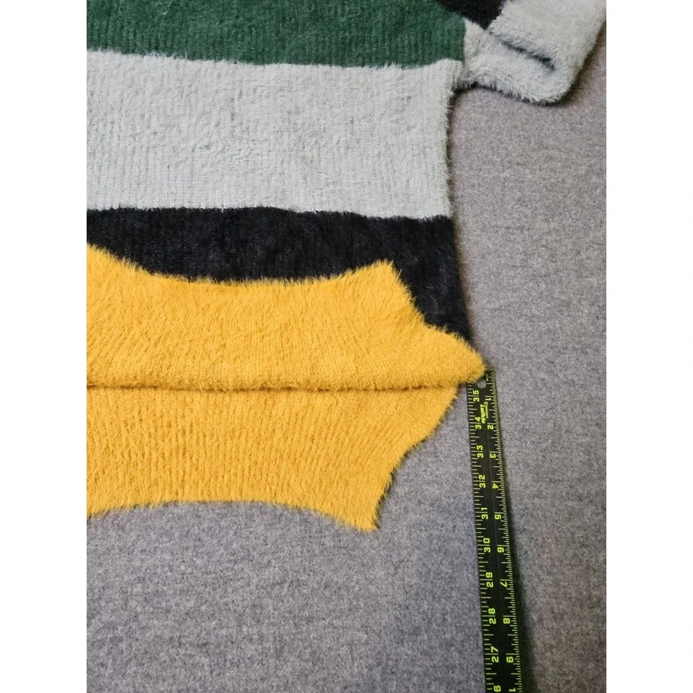Compania Fantastica Stripe Print Textured Fuzzy‎ Knit Sweater Womens Medium